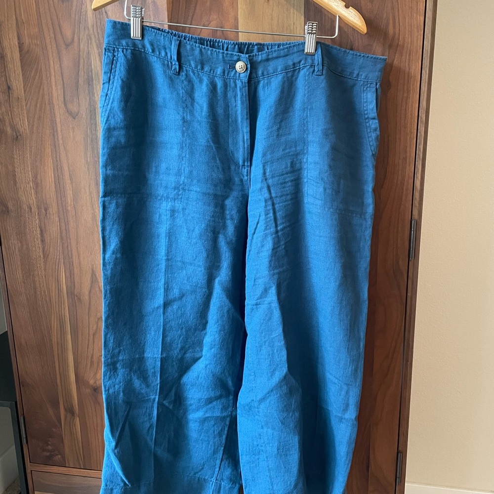 Jjill Love Linen Teal Wide-Leg Linen Pants